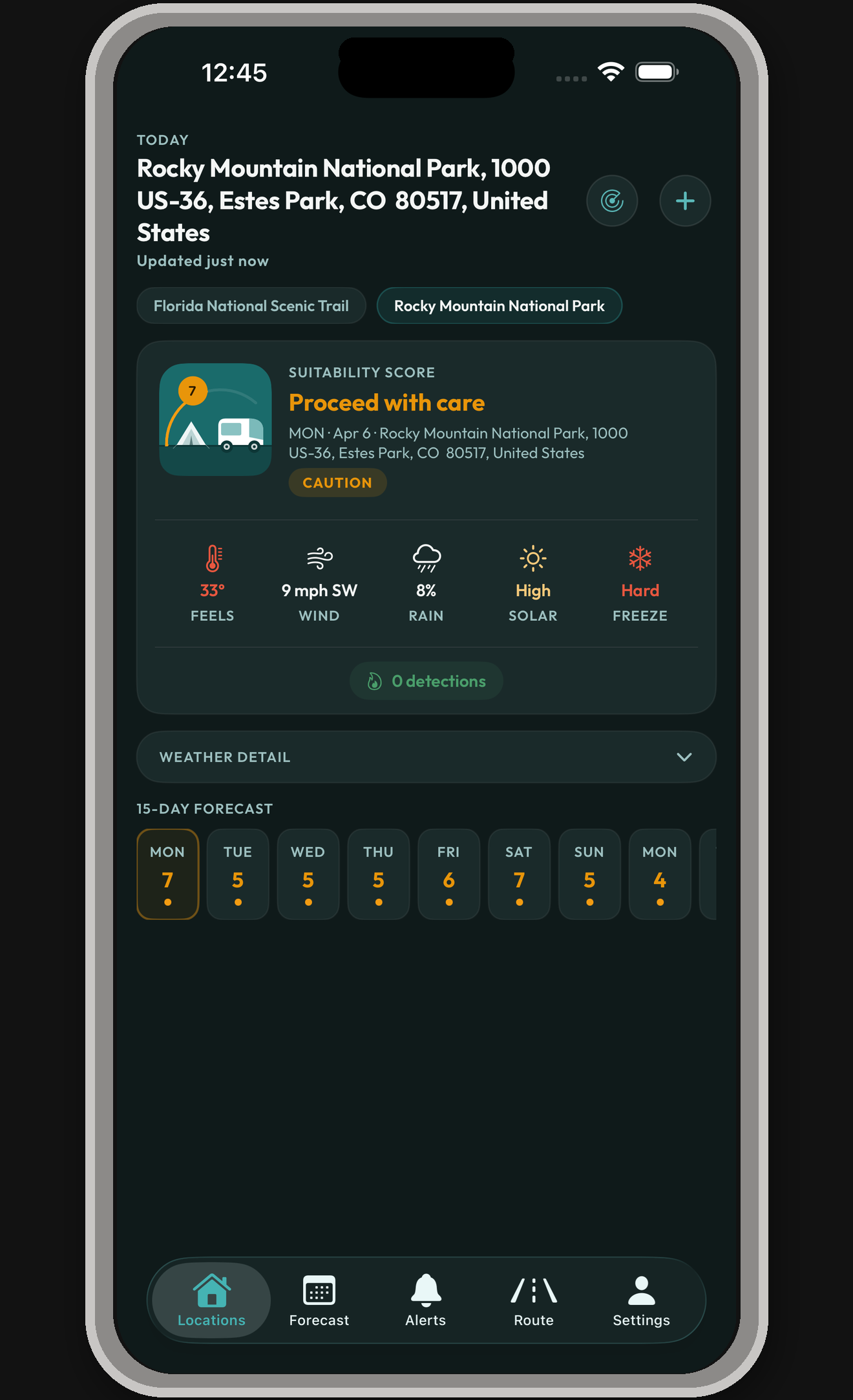 Suitability score card, dark mode